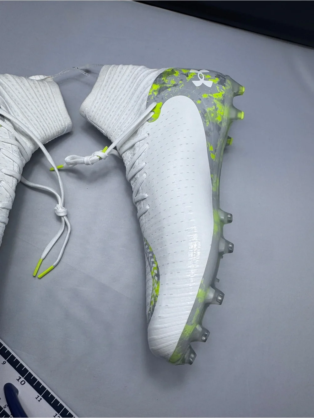 Under Armour IntelliKnit Football Cleats Men’s 16 White Neon Green High Top